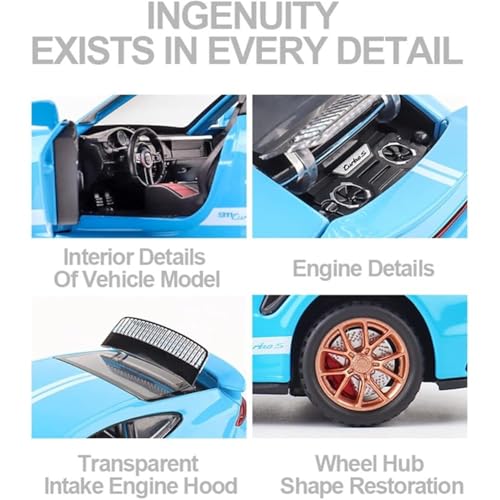 Image of Alokik Enterprise Compatible for 1:32 Porsche Carrera 911 Toy Car Model, Diecast Collectible Pull Back Model Car with Sound and Light, Toy Gift Vehicles for Adults Kids Boys Girls【Red】