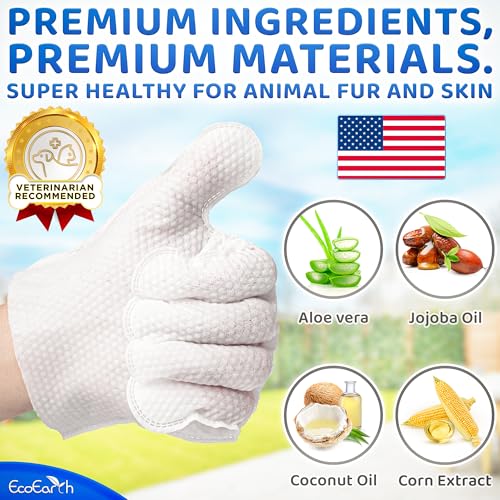 EcoEarth – Premium-Tierwischtücher für Hunde und Katzen – 6 Handschuhe – Einweg-Waschhandschuh für Bad und Pflege – Saubere Pfoten und Körper