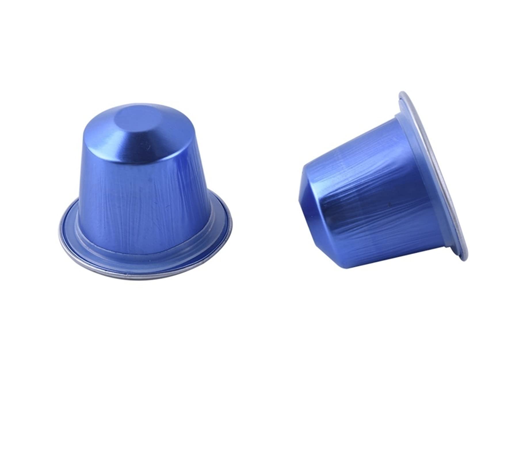 100 cápsulas de café de aluminio duraderas para Nespresso con tapas autoadhesivas, accesorios azules para uso portátil