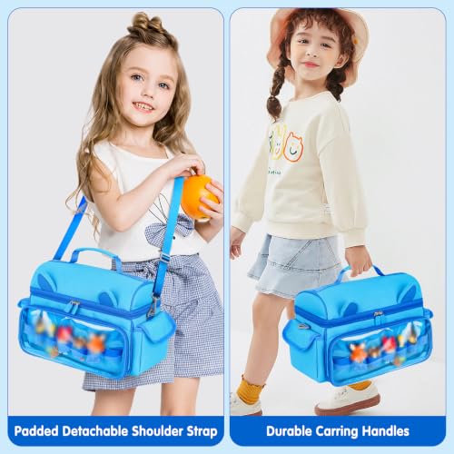 Image of Carrying Case Compatible with Toniebox Starter Set,Cute Storage Bag Fits for Tonies Figures Characters,Tonies Headphones & Accessories, Blue(Bag Only)