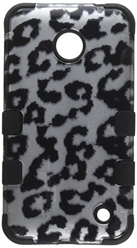 MyBat Leopard TUFF Hybrid Phone Protector Cover for Nokia Lumia 630 - Retail Packaging - Black/Silver