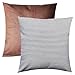 PANDICORN Set of 2 Farmhouse Pillow Covers 18x18 for Home Décor, Rustic Brown Faux Leather, Black and White Stripe Throw Pillow Case for Couch Sofa