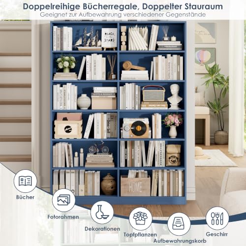 FirFurd Bücherregal Bücherschrank mit 12 Fächern 120x30x188,7 cm blau – Ansicht 4