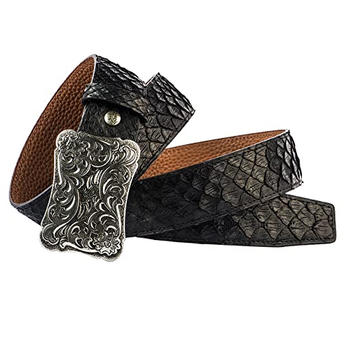 Leather Leather Belt Copper Buckle Men's Snakeskin Allergy Protection Vintage Casual Women's Belt