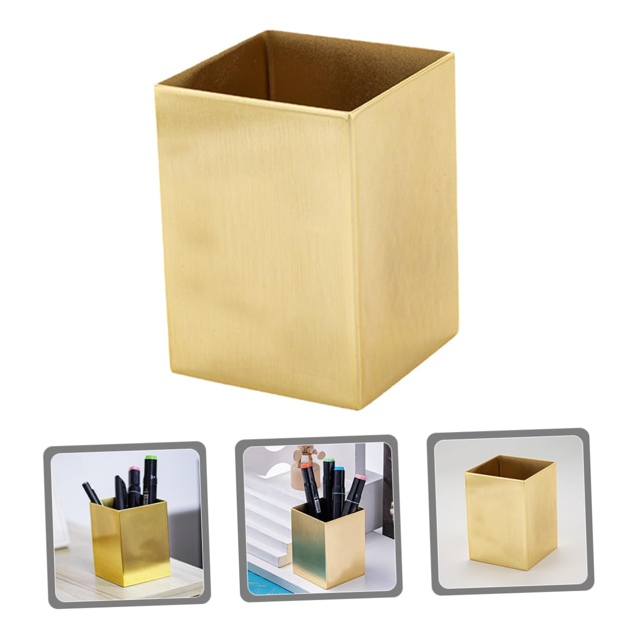 Angoily Portalápices Inoxidable Soporte De Brochas De Maquillaje Organizador De Oficina Vaso Para Guardar Lápices