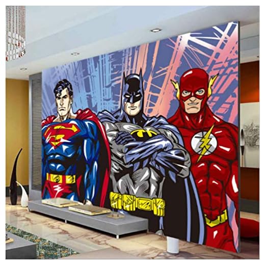 Anpassade 3D-väggmålningar Batman Superman Flash Tapet Serietidningar Fototapet Pojkar Barn Sovrum Vardagsrum Dekor Superhjälte