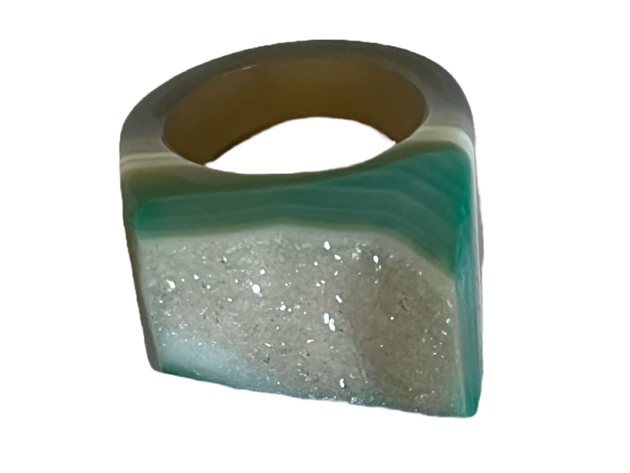 Carved Agate Druzy Ring size 8.25