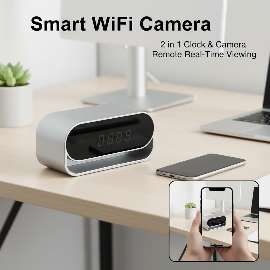 ULar 4K Clock Camera WiFi6 Night Vision with 2600mAh Battery image 2