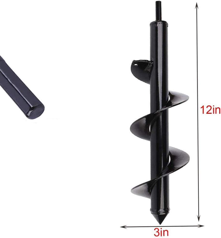 SYITCUN Auger Drill Bit for Planting - 3"X12" Heavy-Duty Garden Auger Spiral Drill Bit - Bulb Planter Tool & Auger Post Hole Digger - 3/8" Hex Drive Drill