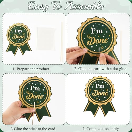 Image of kockuu Glitter Green Gold Graduation Decorations for Class of 2026-60pcs Green Gold Double Sided Graduation Table Centerpieces Sticks with LED String Lights for College High School Grad Party Decor