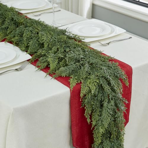 6FT Christmas Cedar Garland, Real Touch Full Greenery Christmas Decorations - image 4