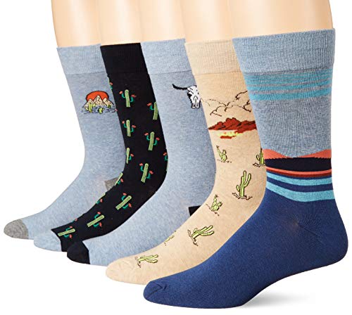 Goodthreads 5-Pack Patterned Socks Casual, Paquete de cactus, Talla única, Pack de 5