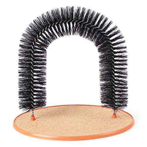 dufu-beauty-store Arch Cat Self Groomer with Round Fleece Base Dog Toy Brush Scratcher for Pets Scratching Devices