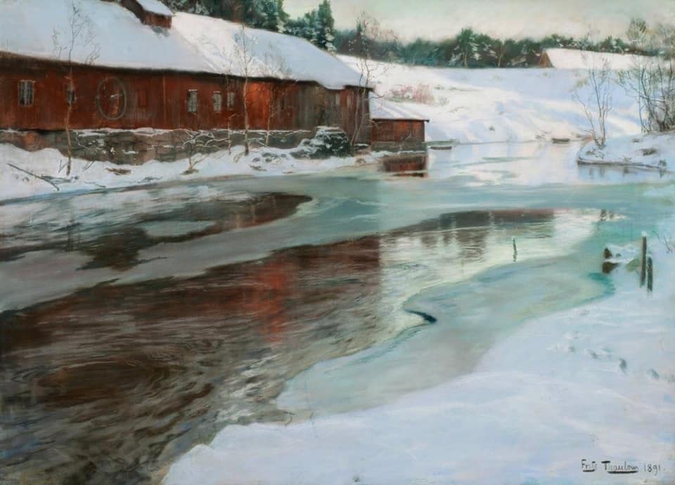 Toile Lysakerelven par Frits Thaulow affiche paysage d'art pour décoration de bureau 60x90cm