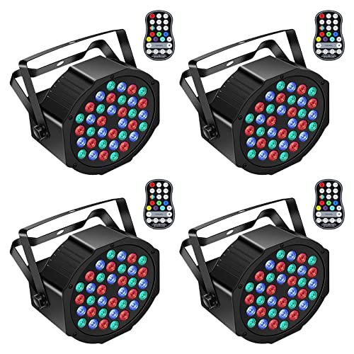 Rechargeable Par Lights 36W RGB Battery Powered, Wireless LED Par Lights DJ Uplights Sound Activated Remote Control for Wedding Events Club Party Church Stage Lighting