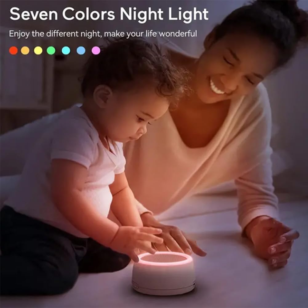 White Noise Machine Lautsprecher mit Licht, Schlaf-Sound-Maschine, Mehrere Natürliche Sound Einschlafhilfe für Atemzug für Schlaf Yoga Therapie Stressabbau