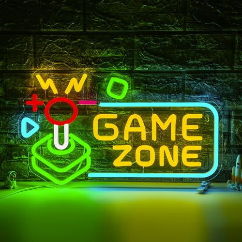 Image of Game Zone Neon Sign Dimmable LED Light for Teens Gamer Room Decor | Gaming LED Neon Light for Game Room Wall Decor, Man Cave, Bedroom, Party Decor, Gifts for Gamers, Boys & Men, USB Powered