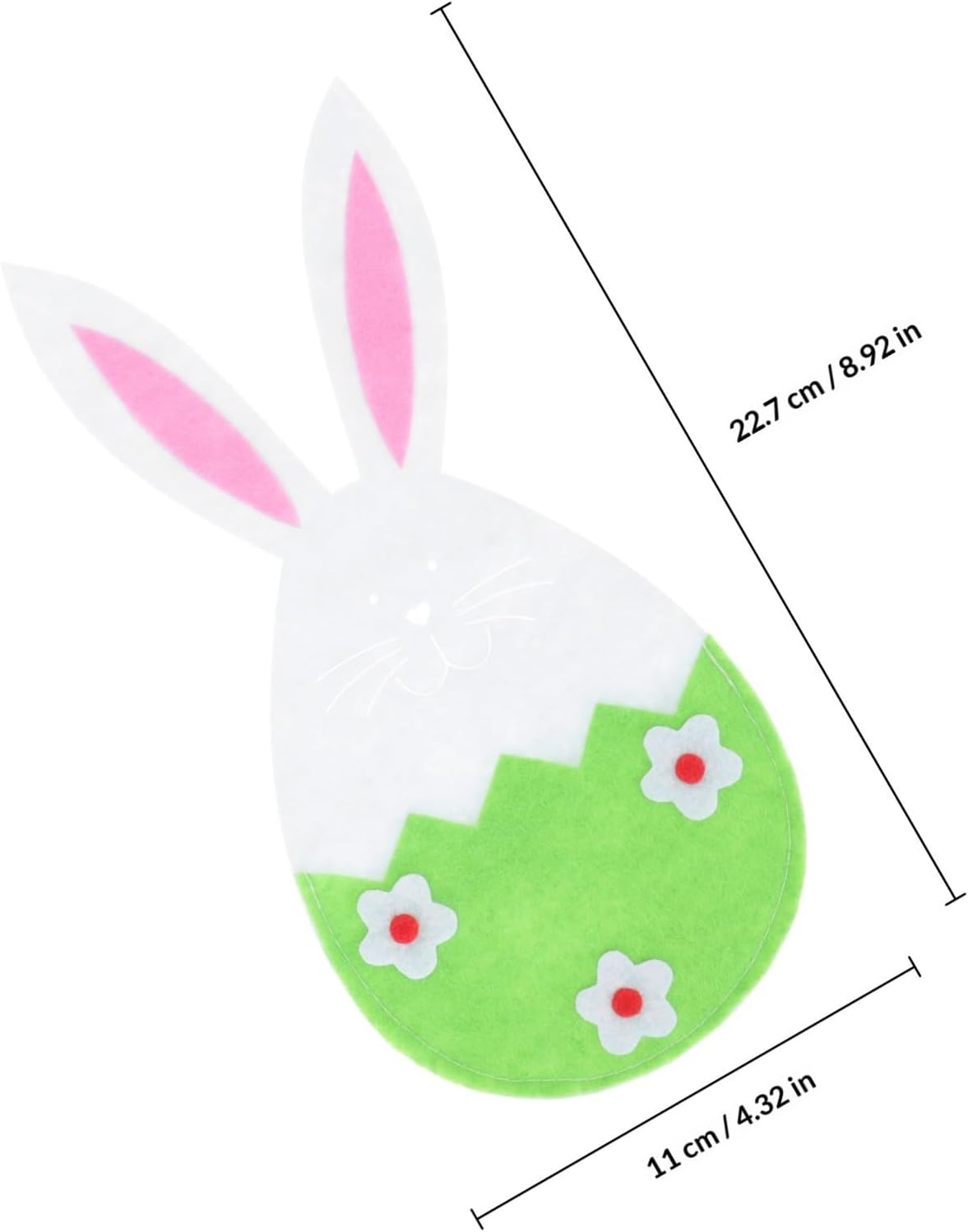 Gatuida 8pcs Easter Cutlery Pouch Bag Bunny Face Design, Lightweight Non-woven Fabric Flatware Organizer for Home and Restaurant, Green Easter Party Tableware Accessory