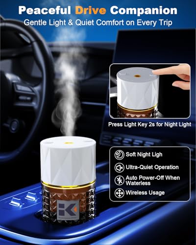 Image of Smart Car Air Freshener | Negative Ion Car Aroma Diffuser | Car Air Freshener Diffuser with 3 Switchable Modes|Car Diffuser Auto Power-Off When Waterless|Glass Diffuser for Car, by Ikeda (White+Black)