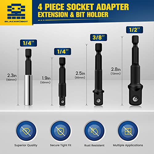 Blackrobot 34Pcs Premium Screwdriver Bit Set, Magnetic Nut Driver Set Sae & Metric, 1/4 Inch Hex Shank, Impact Grade Socket Adapter Set With Drill Bit Holder thumb #5