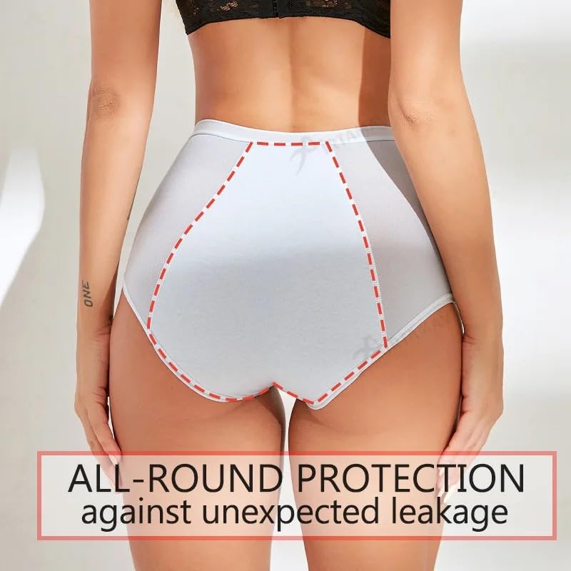 Bragas menstruales for mujer, 5 unidades, cintura alta, antifugas, tallas grandes, tallas L-8XL(Black-5pcs,5XL)