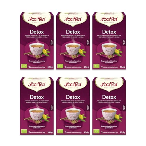 Yogi Tea, Detox Bio - Con Regaliz, Diente de León y Canela - Pack de 6x17 bolsitas (102 bolsitas en total)