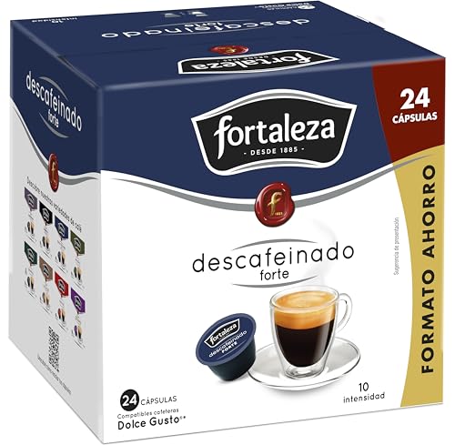 Café Fortaleza – Cápsulas Compatibles con Dolce Gusto, Descafeinado Forte, Sabor Auténtico, Intenso y Aromático, Tueste Natural, Pack 24 x 3 - Total 72