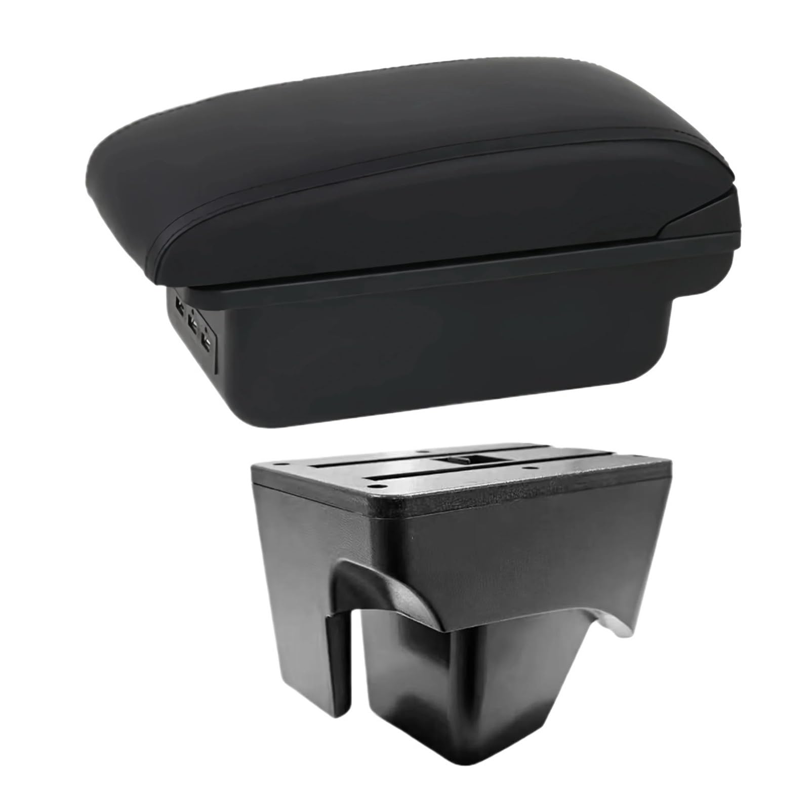 UMDJJU For VW For TERA 2025 Leather Arm Rest Center Car Armrest Interior Modification Box Console Storage USB Car Centre Console Armrest Box(C1 Black Line)