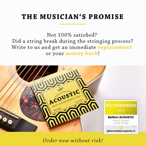 Belfort Guitar Strings For Acoustic Guitar - Premium Steel Phosphor Bronze (6 String Set) For Western Guitar & Acoustic Guitar Bonus: 4 Picks + Extra High E String (011) #TOP1