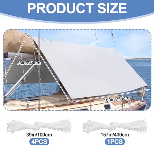 Image of SATINIOR Sailboat Awning 96.06 inch x 100 inch 600d Gray Heavy Duty Sun Shade