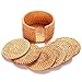 i-lan 6 Pack Real Rattan Round Woven Coasters Set with Holder for Drinks,4 Inch Wicker Round Cup Holders, Handmade Wicker Decorative Coasters for Coffee Table, Drink Cups,Countertop,Wall Décor,Brown
