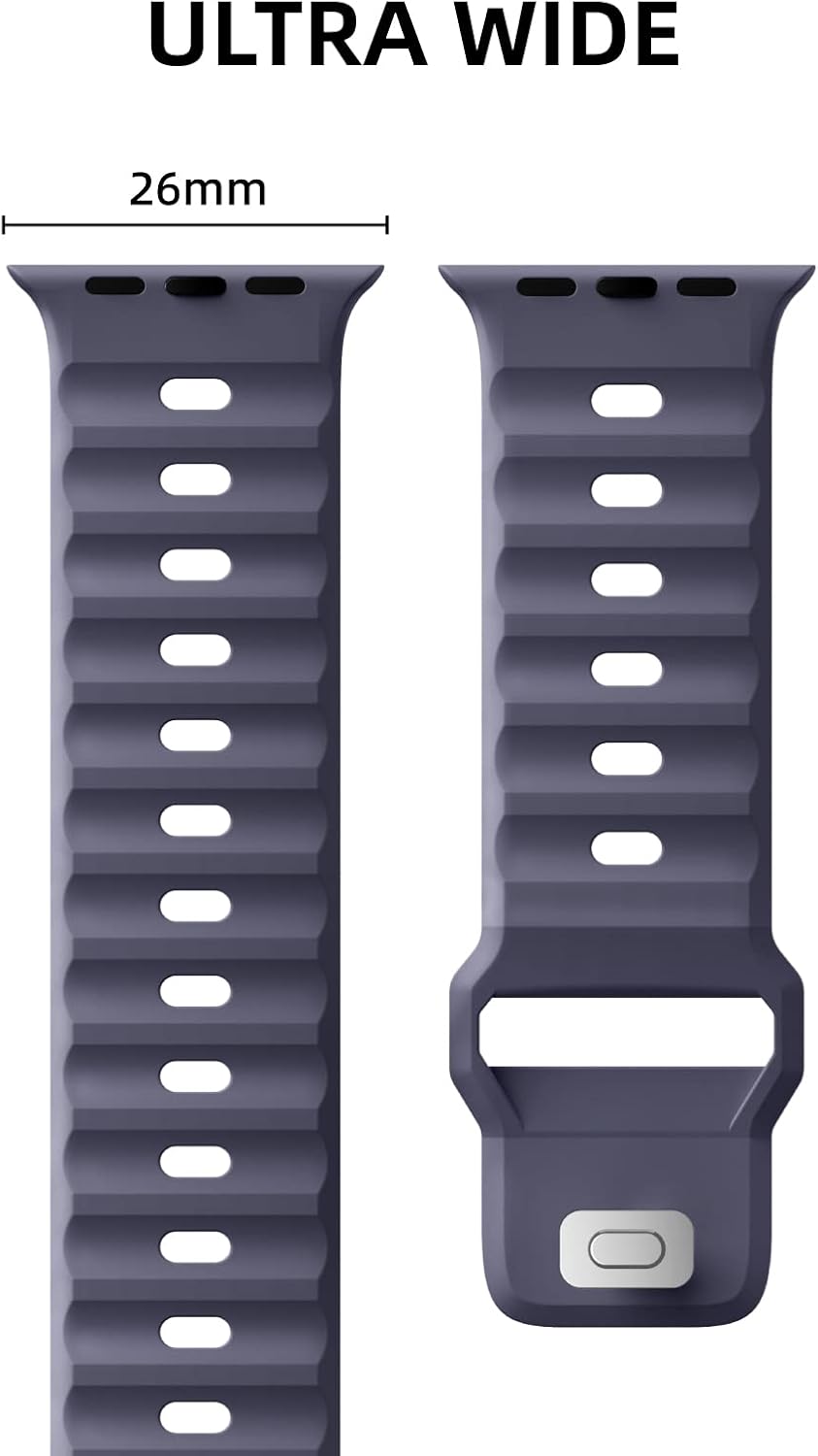 Sport Band Compatible with Apple Watch Ultra 2 Band 49mm 46mm 45mm 44mm 42mm for Men, Soft Silicone Wristbands Waterproof Replacement Strap for iWatch Series 11 10 9 8 7 6 5 4 3 SE Ultra 3 2 1, 2 Pack - Image 2