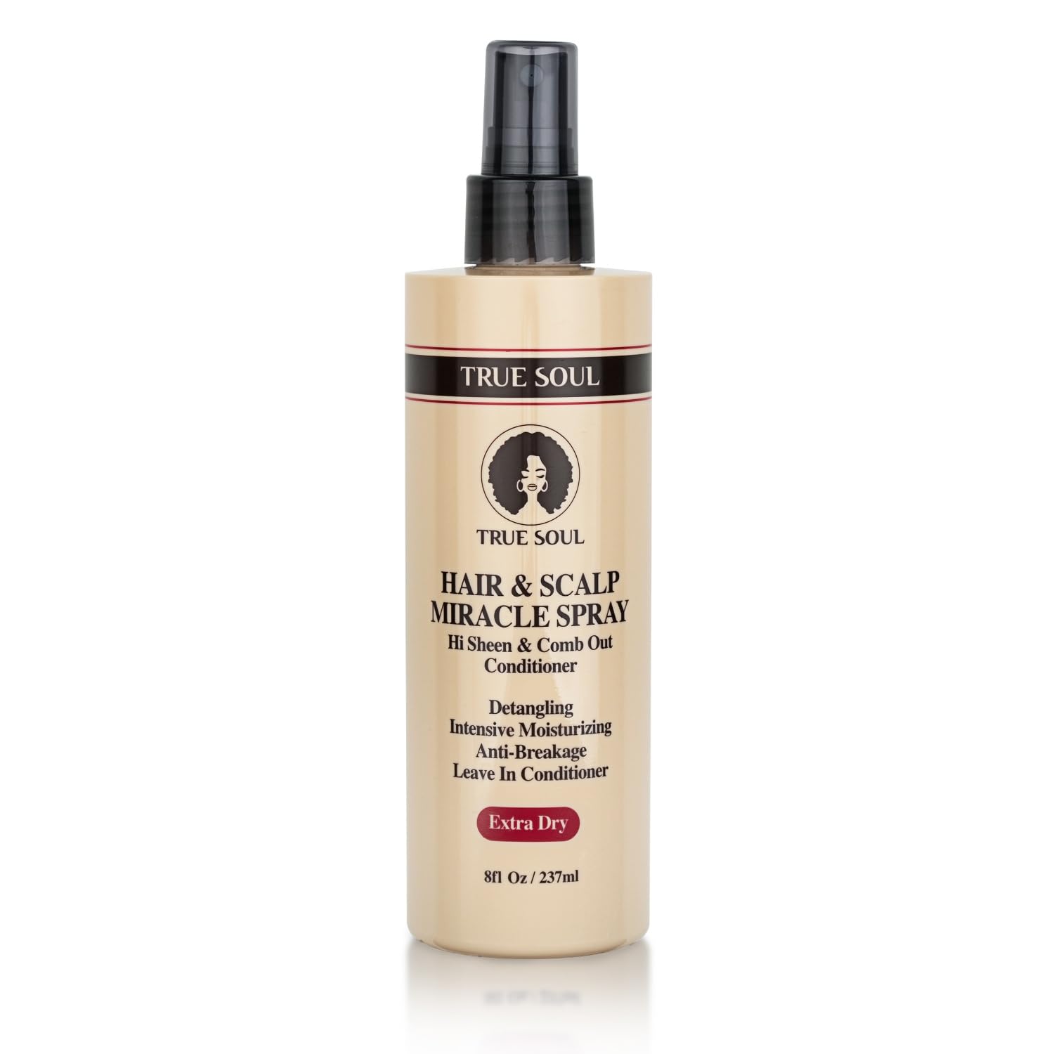 TRUE SOUL Hair and Scalp Miracle Spray Leave-In Conditioner & Detangler for Braids, Locs, Curly & Textured Hair with Castor Oil, Moisturizing Spray for Dry Itchy Scalp, 8 fl oz