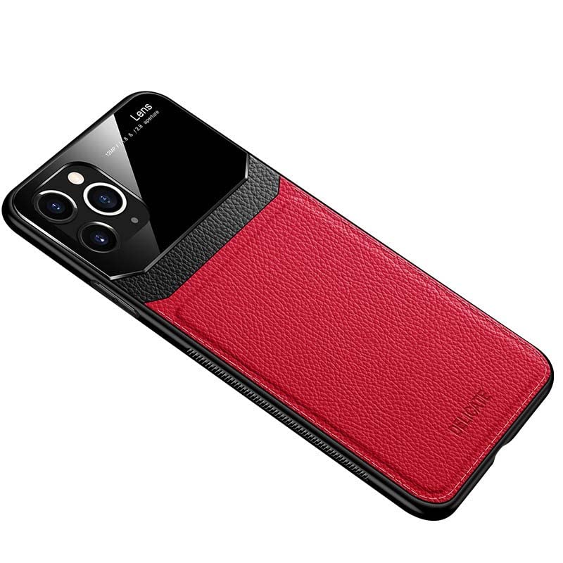 Carcasa de piel para iPhone 13 Pro plexiglás de protección (rojo)