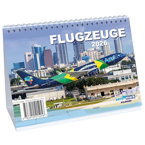 Flugzeugkalender 2026 Tischkalender im DIN A5 Format Flugzeug Kalender für Planespotter Luftfahrt Flugzeuge von Airbus und Boeing als Geschenk zu Weihnachten oder Geburtstagsgeschenk