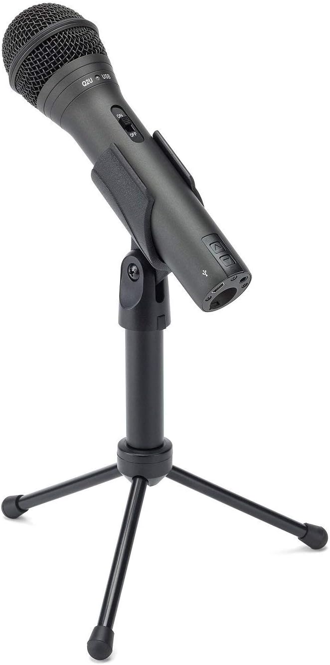 Samson Q2U Black Handheld Dynamic USB Microphone Bundle with Boom Arm and Pop Filter (3 Items) : Musical Instruments