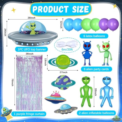 Alien Birthday Decorations UFO Space Backdrop and Balloons,Purple by Afniimyapt - Used condition - Image 3