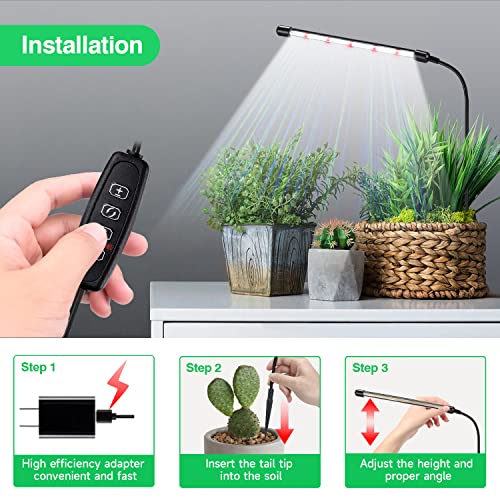 Bseah Grow Light Plant Light For Indoor Plants Growing, 6000K Full Spectrum Plant Grow Light For Seedings Succulents Small Plants, Auto On/Off Timing & 10 Dimming #TOP3
