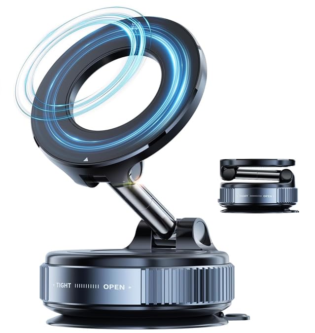Image of 360 Magnetic Car Mobile Holder for Dashboard Vacuum Suction Phone Holder Mount Hand Free Magnetic Cell Phone Stand with Strong Grip Shockproof Suction Cup for Car,Office (Extended)