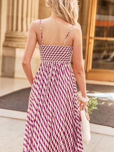 Image of CUPSHE Womens Summer Maxi Dress Casual Sleeveless Square Neck Striped Beach Long Dress with Pockets