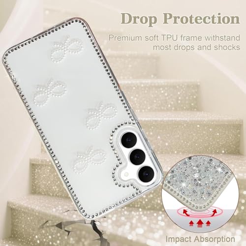 Image of DIZORO for Samsung Galaxy A17 5G case,Cute Bow Tie Aesthetic Phone Case,Trendy Slim Hard IMD Shockproof Protective Bumper Designer Phone Back Cover for Women Girls - White