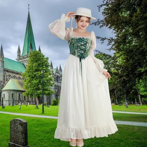 Image of NSPSTT Women Girls American Pioneer Colonial Dress Prairie Costume