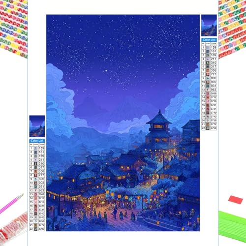 Diamond Art Kits for Adults, 31x47 in (80x120 cm) 5D HD Full Drill Craft Canvas, Premium Resin Beads for Home Wall Decor, DIY Mosaic Embroidery Art for Relaxation (City & Dream) 1Z-197
