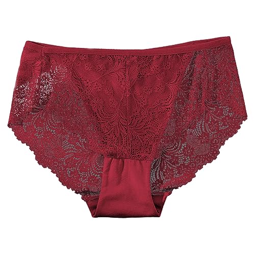 2025 - Ropa interior para mujer, bragas de encaje sexy, elásticas, suaves, bragas hipster para mujer, lencería sexy, tanga, 10 piezas, rojo, 3XL