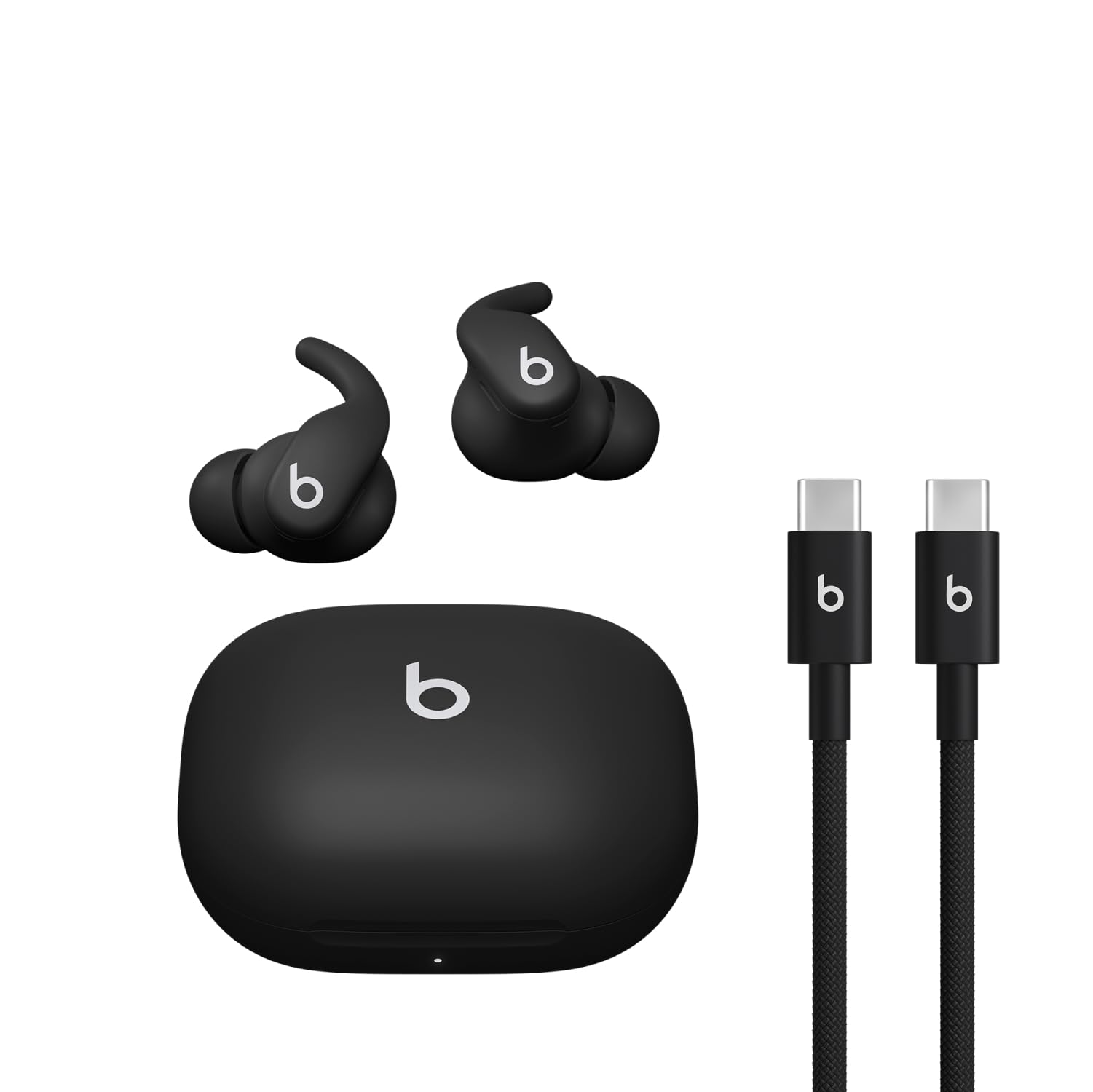 Beats - Powerbeats Fit - Wireless Noise-Cancelling Workout Earbuds with Ultimate Secure Fit with USB-C Charging Cable (1.5m) - Jet Black Jet Black Powerbeats Fit and USB-C Cable
