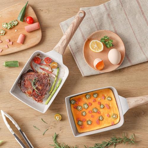 Image of Tamagoyaki Pan Japanese Omelette Pan Rectangle Egg Frying Pans Nonstick Frying Pans Rectangle Egg Roll Pen with Detachable Anti Scalding Handle PFOA Free (Brakefast Pen)