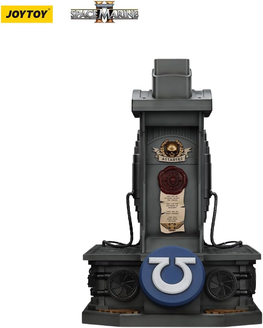 JOYTOY Warhammer 40K Space Marines Ultramarines Lieutenant Titus' MKX Helmet & Display Stand, 1:1 Scale Action Figure Mecha Joy Toy Collection Model 17.3 inch