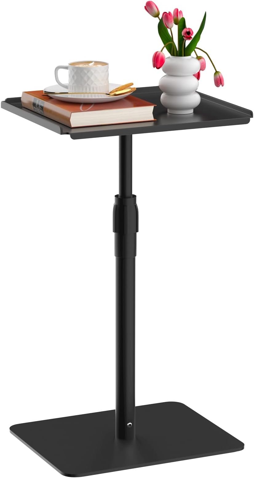 Adjustable Side/End Table - Metal Coffee Table Small Sofa Side Table Indoor Nightstand Furniture for Living Room, Dorm, Home Office, and Bedroom - Black