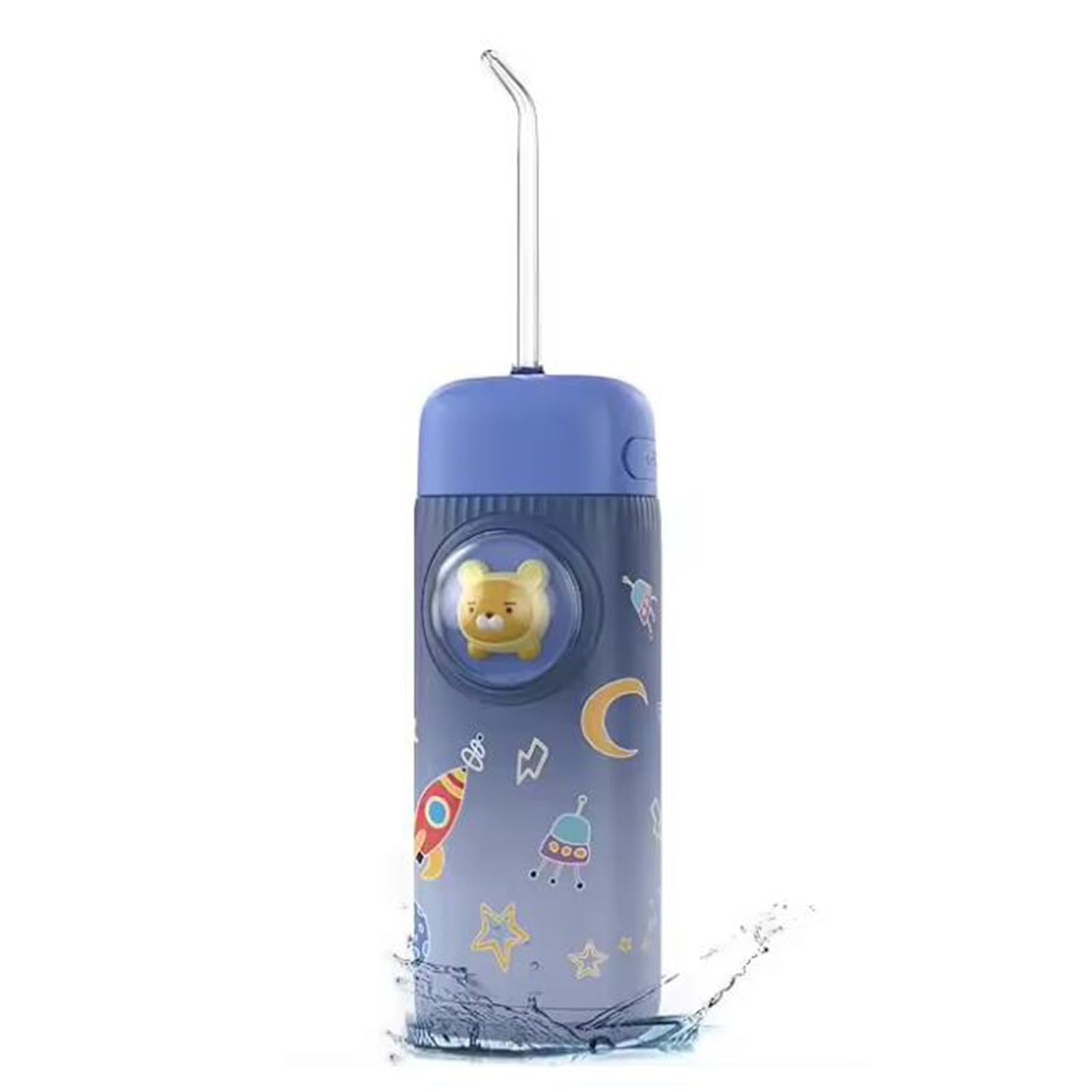 Idropulsore per bambini, 2 modalità, portatile, per denti, 120 ml, IPX7, impermeabile, con 4 ugelli sostituibili, blu