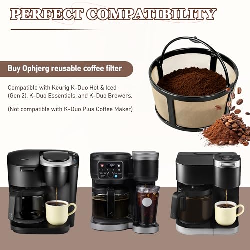 Image of Reusable Coffee Filter Basket for K-Duo - Compatible with Hot & Iced (Gen 2), Essentials & Brewers - Permanent Gold Mesh Carafe Basket for Ground Coffee